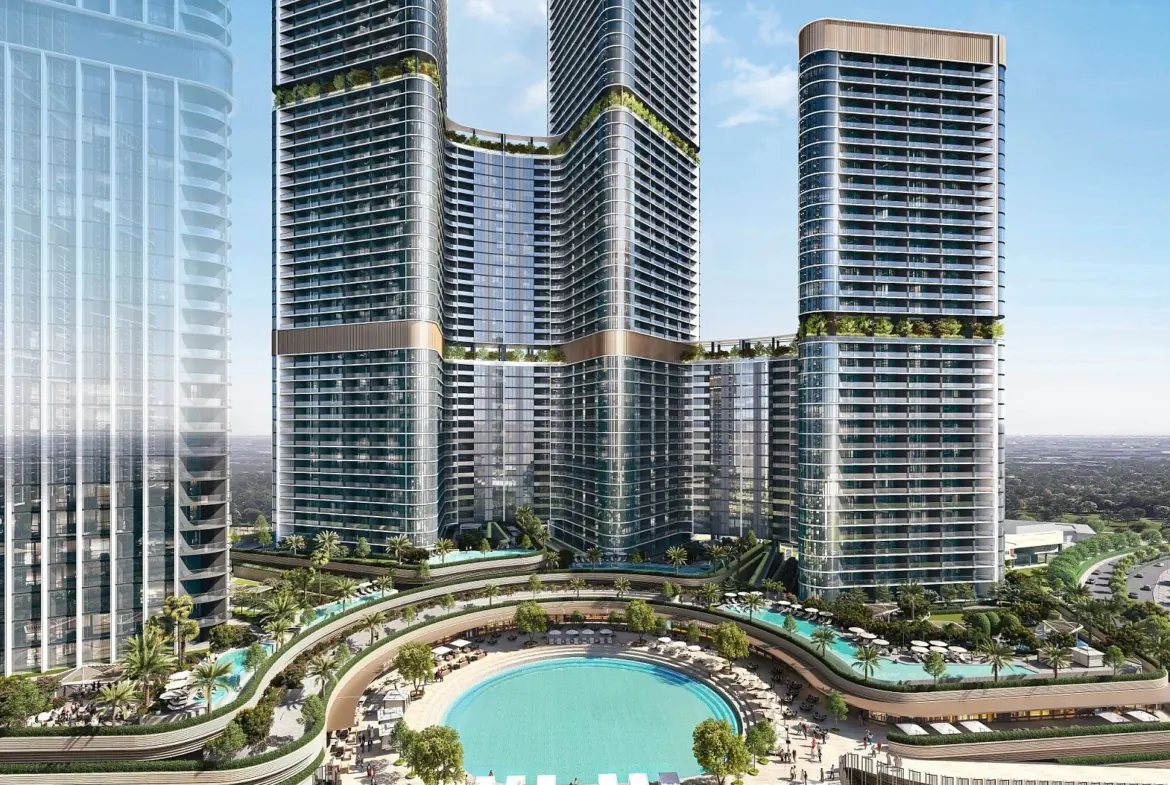 Skyvue Solair at Sobha Hartland II Dubai presenting a contemporary residential tower within a green master planned community