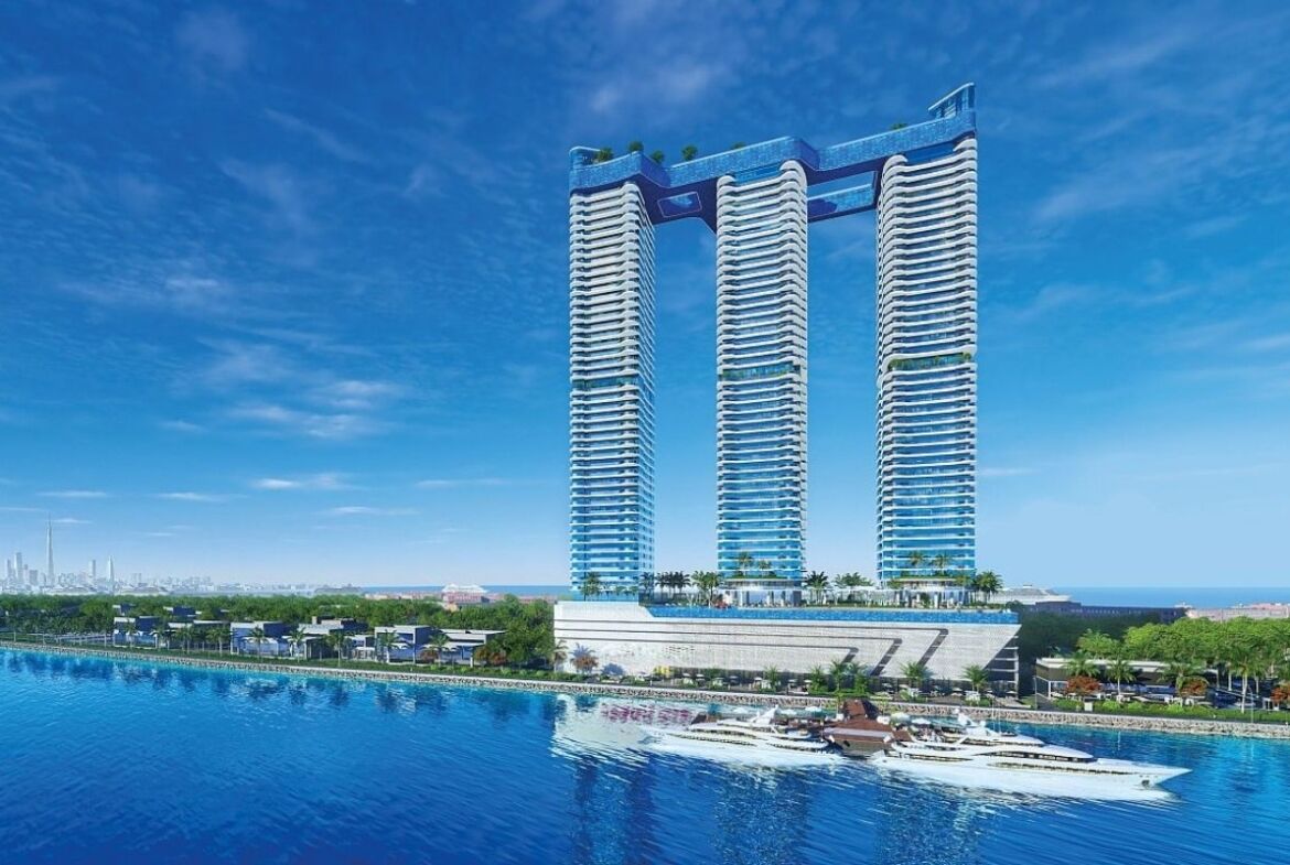 Möblierte Wohnungen mit Pool auf dem Balkon in Dubai Maritime City-2